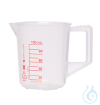 Messbecher. PP. 250 ml. gemäß ISO 7056. geschlossener. stabiler Griff. rote...