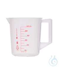 Messbecher. PP. 1000 ml. gemäß ISO 7056. geschlossener. stabiler Griff. rote...