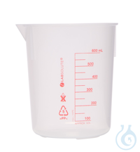 Messbecher ohne Griff (Griffinbecher). 600 ml. aus PP. gemäß ISO 7056. rote...