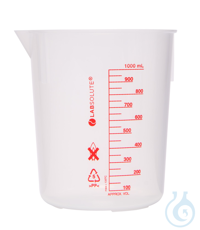 Messbecher ohne Griff (Griffinbecher). 1000 ml. aus PP. gemäß ISO 7056. rote...