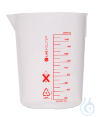 Messbecher ohne Griff (Griffinbecher). 2000 ml. aus PP. gemäß ISO 7056. rote...