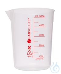 Messbecher ohne Griff (Griffinbecher), 5000 ml, aus PP, gemäß ISO 7056, rote...