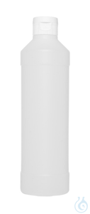 Enghals-Flasche, HDPE, 500 ml, mit weißem PP-Klappscharnierdeckel, DIN 28, 3...