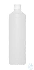 Enghals-Flasche, HDPE, 1000 ml, mit weißem PP-Klappscharnierdeckel, DIN 28, 3...