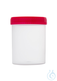 Probenbecher. 200 ml. PP. mit rotem Schraubdeckel. ohne Graduierung. ohne...