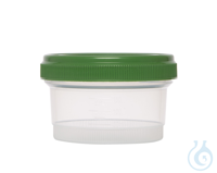Probenbecher. PP. 250 ml. mit grünem Schraubdeckel. mit Graduierung bis 150...