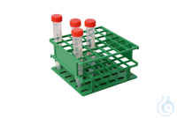 Gefäßständer für 6 x 6 Röhrchen (ø 16 mm). Grün. 126 x 58 x126 mm (BxHxT)....