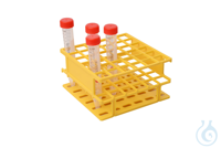 Gefäßständer für 6 x 6 Röhrchen (ø 16 mm). Gelb. 126 x 58 x126 mm (BxHxT)....