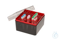 Cryo-Box PC. roter Einsatz für 81x3/4/5ml Röhrchen mit Aussengewinde und 5ml...