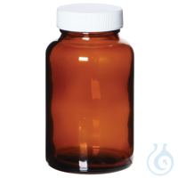 Wide-Mouth Amber Glass Bottle, Level 3, 500 mL; 12/CS Wide-Mouth Amber Glass...