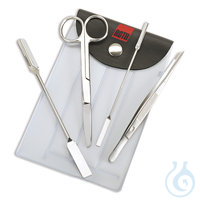 Chemiker Besteck Chemikerbesteck, 4 Edelstahl-Instrumente, im Etui 150 x 90 mm  Inhalt: 1 Stück