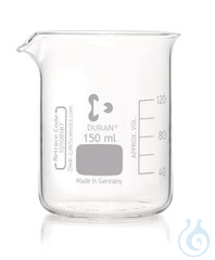 Becherglaeser 150ml, Niedere Form 10ST Bechergläser, niedrige Form, DURAN®, mit Teilung und...