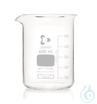 Becherglaeser 600ml, Niedere Form 10ST Bechergläser, niedrige Form, DURAN®, mit Teilung und...