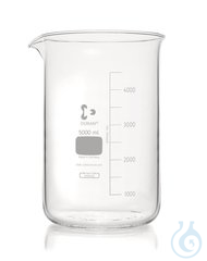 Becherglas 5000ml, Niedere Form 1ST Becherglas, niedrige Form, DURAN®, mit Teilung und Ausguss,...