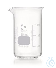 Becherglaeser 150ml, Hohe Form 10ST Bechergläser, hohe Form, DURAN®, mit Teilung und Ausguss, 150...