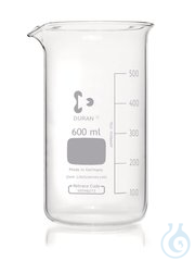 Becherglaeser 600ml, Hohe Form 10ST Bechergläser, hohe Form, DURAN®, mit Teilung und Ausguss, 600...
