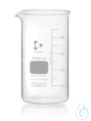 Becherglas 1000ml, Hohe Form | 1ST Becherglas, hohe Form, DURAN®, mit Teilung und Ausguss, 1000...