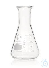 Erlenmeyer Kolben Enghals 50ml 10ST Enghals-Erlenmeyerkolben, DURAN®, Teilung, 50 ml, ISO 1773...