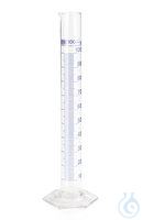Messzylinder 5 ml | 2ST Messzylinder Klasse B, blau graduiert, DURAN®, hohe Form, Teilung 0,1 ml,...