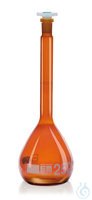 Messkolben Braunglas 1000 ml Messkolben, Klasse A, DURAN®, Braunglas, m. PE-Stopfen, NS-Schliff...