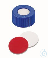 Rotilabo Schraubkappen ND9, mit Septum | 100 St Schraubkappen mit Bohrung, PP, ND9, Septum...