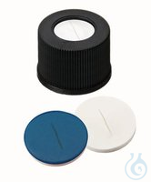 Rotilabo-Schraubkappen ND10, 100 St. Schraubkappen mit Bohrung, PP, ND10, Septum Silik./PTFE...