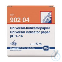 Indikatorpapier pH 1-14 | 1ro Universal-Indikatorpapier pH 1-14, mit Farbskala, 5 m Rolle, Breite...