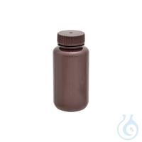 Weithalsflasche aus HDPE, rund, braun, 500 ml, 12 St. Stabile und braune Flasche aus Polyethylen...