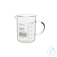 Becherglas, niedrige Form, mit Henkel, 100 ml, 8 St. Graduiert, mit Ausguss und Henkel. Aus...