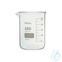 Beaker, low form, 250 ml, LBG 3.3, 12 pcs. Graduated, with spout. Made of borosilicate glass LBG...