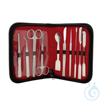 Präparierbesteck, 6 Komponenten Präparierbesteck aus Edelstahl, in einem schwarzen Etui mit...