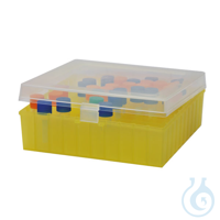 Gefrierbox aus PP mit Scharnierdeckel für Kryoröhrchen (10 x 10), farblos/gelb Aus PP, gefrierbar...