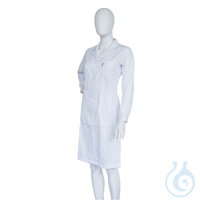 Weißer Kittel, Damen, 65 % Polyester/ 35 % Baumwolle, Größe M (46-48) Mit Reverskragen, fünf...