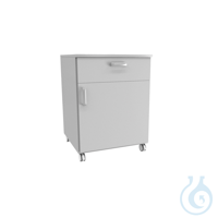 Laborbeistellschrank, mit Rollen, einer Schublade und einer Tür, 450 x 520 x 635 Hellgrau. Tür...