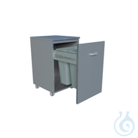 Schrank mit Abfallbehältern, grau, mit zwei 30 L Eimern, 450 x 520 x 635 mm Abfallbehältersystem,...