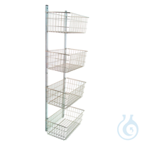 basket in stainless steel, 570 x 300 x 200 mm Stainless steel. Support with hooks for 4 baskets....
