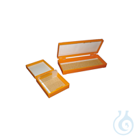 Lagerbox, 25 Objektträger, mit Scharnierdeckel Aus ABS, orange. Mit einem durch Scharniere an der...