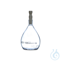 Pyknometer für Flüssigkeiten, graduiert, mit PTFE-Verschluss, 100 ml, 2 St. Aus Borosilikatglas...