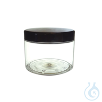 Probendose aus PET, Weithals, schwarzer Deckel, 100 ml, PET, 10 St. Mit schwarzem...