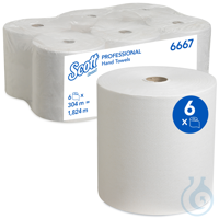 Scott® Rolled Hand Towels 6667 - 6 x 304m white, 1 ply rolls Scott® hand towels are softer, more...