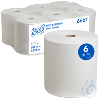 Scott® Rolled Hand Towels 6667 - 6 x 304m white, 1 ply rolls