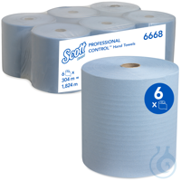 Blue, 1 ply, high-capacity hand towel rolls. Detectable rolled hand towels...