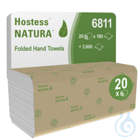 Hostess™ NATURA™ Folded Hand Towels 6811 - 20 packs x 180 white, 2 ply sheets...