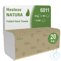 Hostess™ NATURA™ Folded Hand Towels 6811 - 20 packs x 180 white, 2 ply sheets For a practical,...