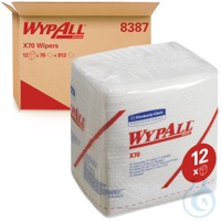 WypAll® X70 Cloths 8387 - 12 packs x 76 quarter-fold, white, 1 ply cloths The...