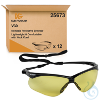 Die Schutzbrillen in gesichtsformgerechtem Design mit gelben Sichtscheiben sorge Kleenguard® V30...