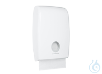 White, multifold folded hand towel dispenser delivers single sheet...